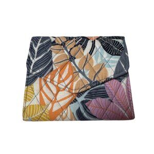 Vera Bradley Quilted Cotton Floral Leaf Print Wallet With Snap Closure